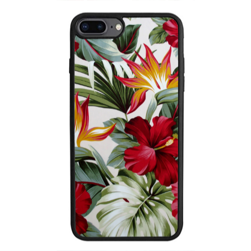 Apple iPhone 7 Plus laves and flowers Black Glossy Θήκη