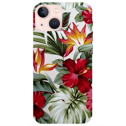 Apple iPhone 13 Mini laves and flowers Transparent Silicone TPU Θήκη
