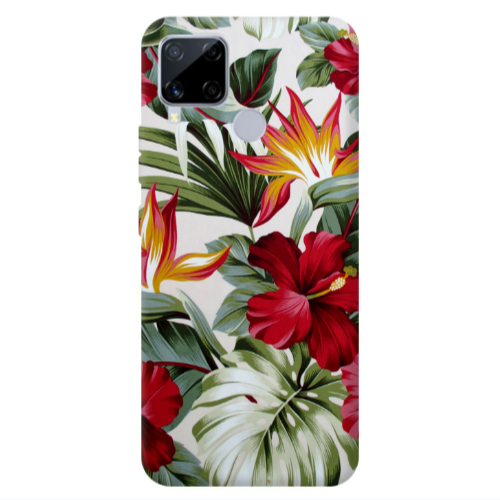 Realme C25S laves and flowers Transparent Silicone TPU Θήκη