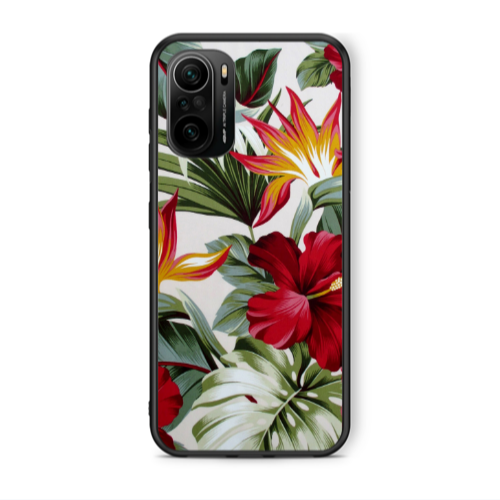 Xiaomi Poco F3 laves and flowers Black Glossy Θήκη