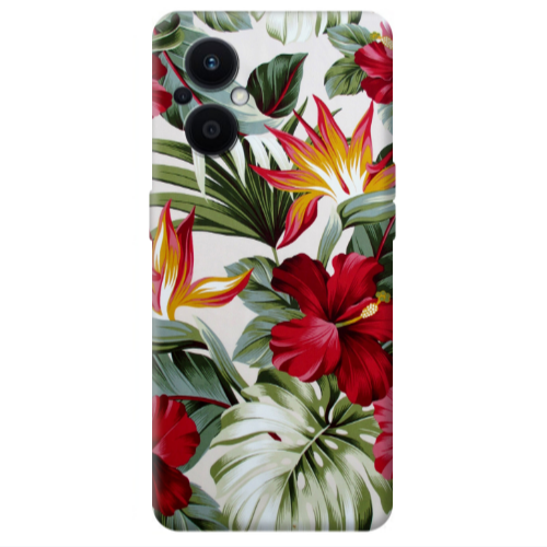 Oppo Reno 7 Lite laves and flowers Transparent Silicone TPU Θήκη