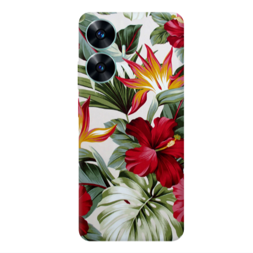 Realme C55 laves and flowers Transparent Silicone TPU Θήκη