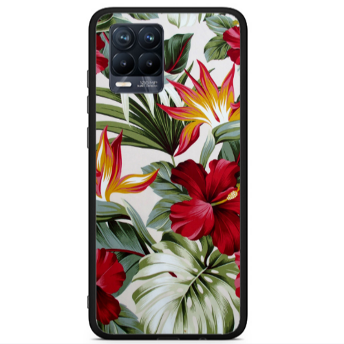 Realme 8 i laves and flowers Black Glossy Θήκη