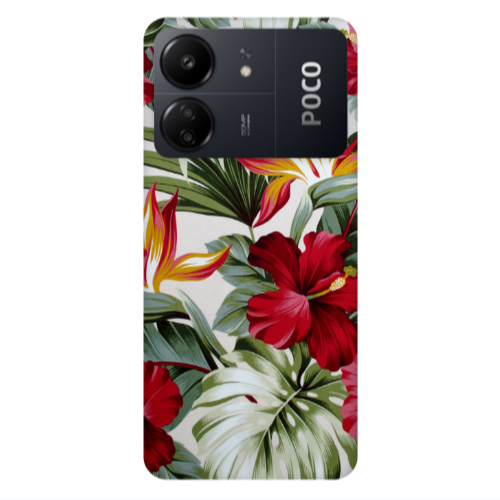 Xiaomi Poco C65 laves and flowers Transparent Silicone TPU Θήκη