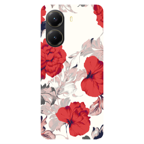 Xiaomi Poco X7 Pro Red Flowers Transparent Silicone TPU Θήκη