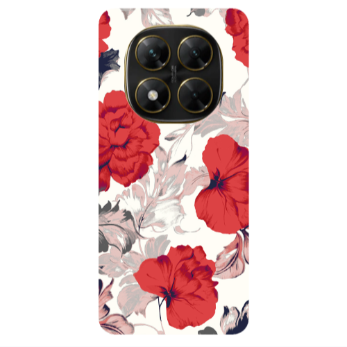 Xiaomi Poco X7 Red Flowers Transparent Silicone TPU Θήκη