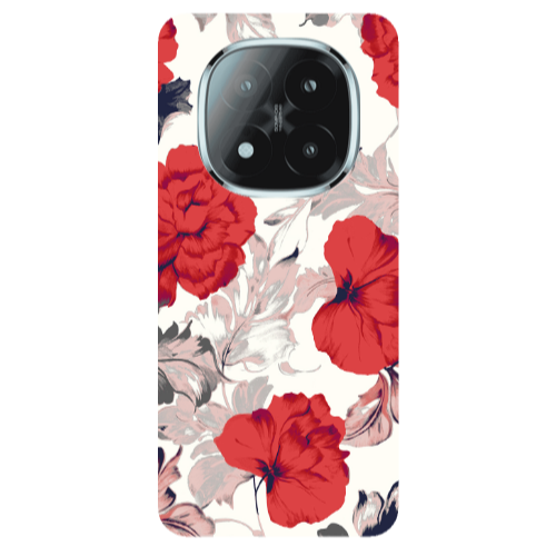 Xiaomi Redmi Note 14 Pro + 5g Red Flowers Transparent Silicone TPU Θήκη