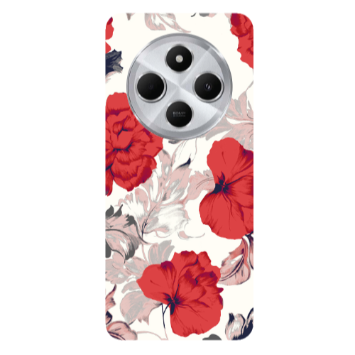 Xiaomi Redmi 14c Red Flowers Transparent Silicone TPU Θήκη