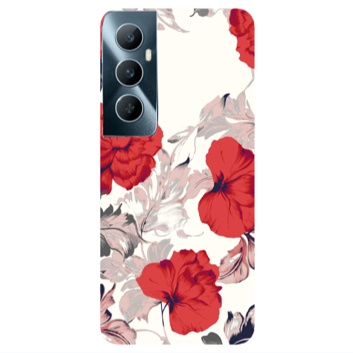 Realme C65 Red Flowers Transparent Silicone TPU Θήκη