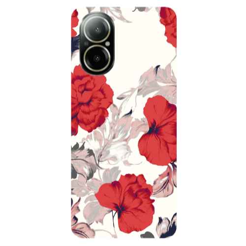 Realme C67 Red Flowers Transparent Silicone TPU Θήκη