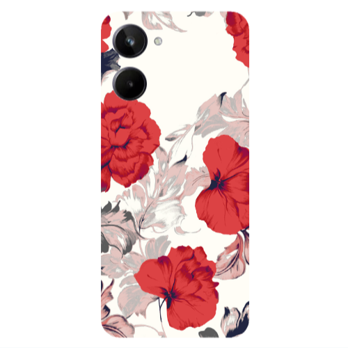 Realme 10 Red Flowers Transparent Silicone TPU Θήκη