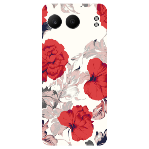 Oneplus Nord 4 Red Flowers Transparent Silicone TPU Θήκη