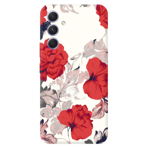 Samsung A36 Red Flowers Transparent Silicone TPU Θήκη