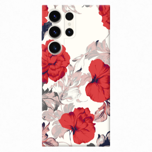 Samsung S25 Ultra Red Flowers Transparent Silicone TPU Θήκη