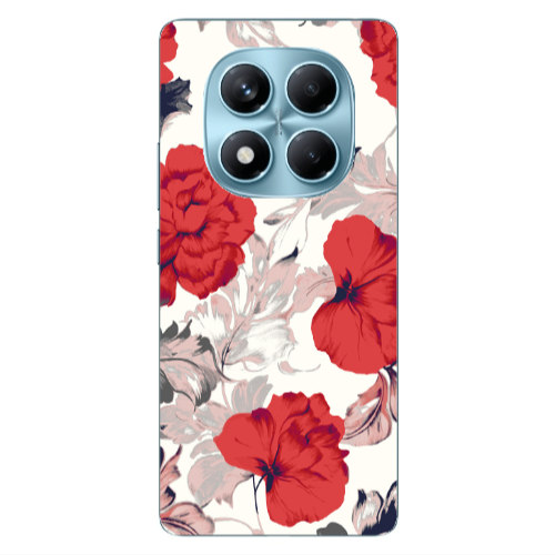 Xiaomi Redmi Note 14 Pro Red Flowers Transparent Silicone TPU Θήκη