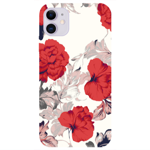 Apple iPhone 11  Red Flowers Transparent Silicone TPU Θήκη