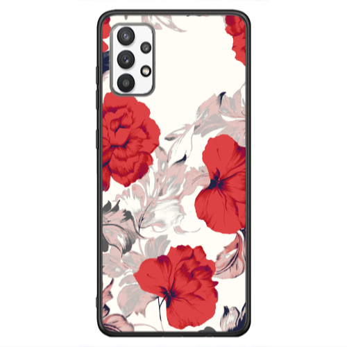 Samsung A13 4G Red Flowers Black Glossy Θήκη