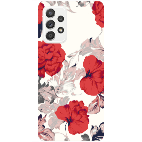 Samsung A53 Red Flowers Transparent Silicone TPU Θήκη