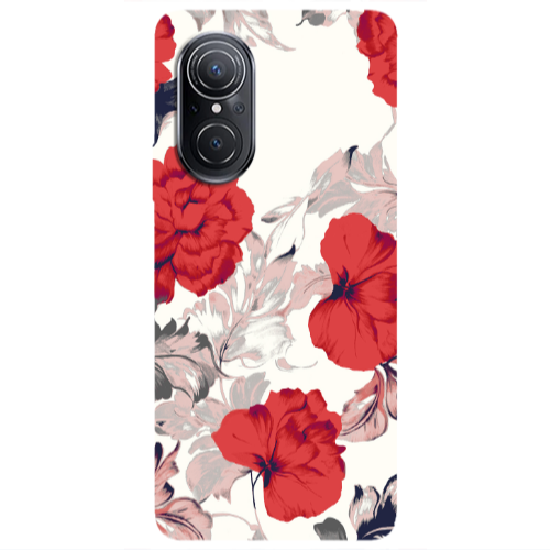 Huawei Nova 9 SE Red Flowers Transparent Silicone TPU Θήκη