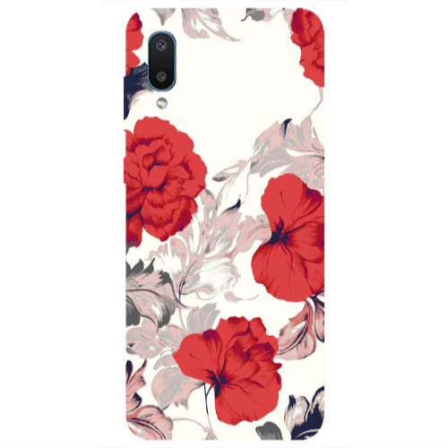 Samsung A02 Red Flowers Transparent Silicone TPU Θήκη