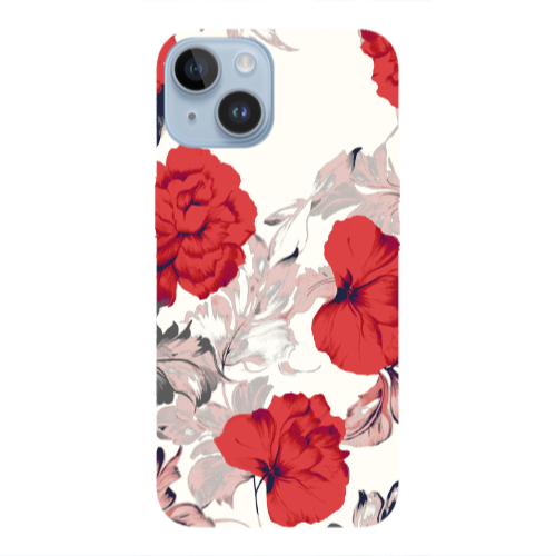 Apple iPhone 14  Red Flowers Transparent Silicone TPU Θήκη
