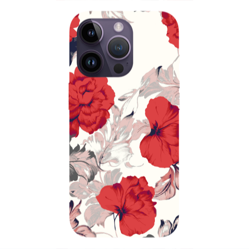 Apple iPhone 14 Pro  Red Flowers Transparent Silicone TPU Θήκη