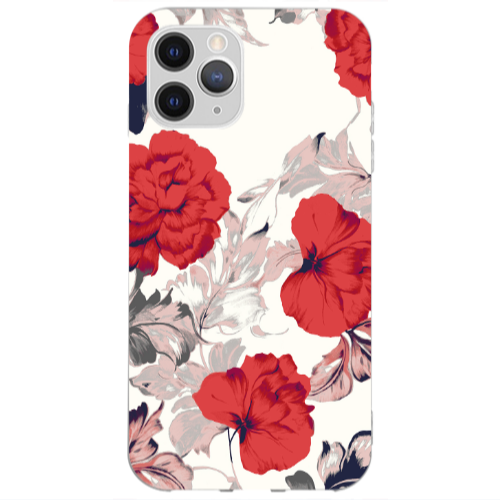 Apple iPhone 13 Pro Red Flowers Transparent Silicone TPU Θήκη