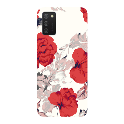 Samsung A03S Red Flowers Transparent Silicone TPU Θήκη