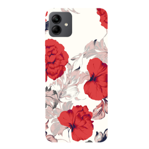 Samsung A04 Red Flowers Transparent Silicone TPU Θήκη