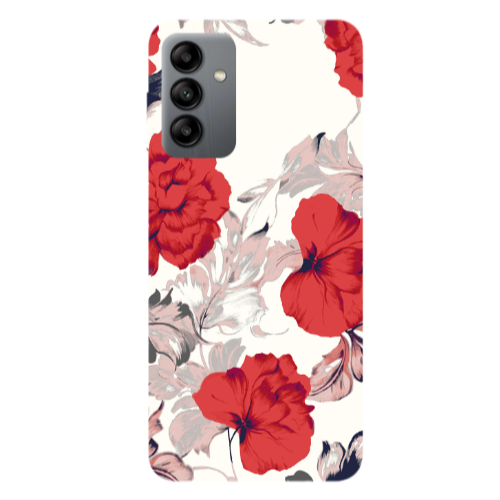 Samsung A04S Red Flowers Transparent Silicone TPU Θήκη