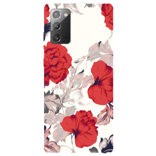 Samsung Note 20 Red Flowers Transparent Silicone TPU Θήκη