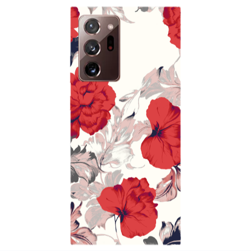 Samsung Note 20 Ultra Red Flowers Transparent Silicone TPU Θήκη