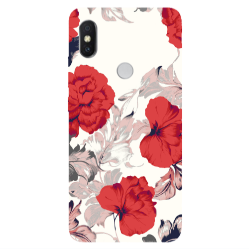 Xiaomi Redmi S2 Red Flowers Transparent Silicone TPU Θήκη