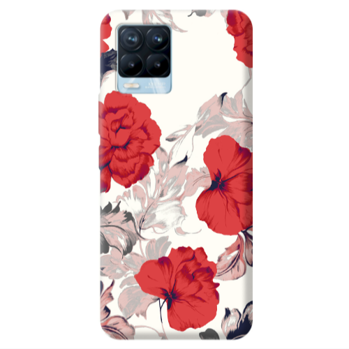Realme 8 Pro Red Flowers Transparent Silicone TPU Θήκη