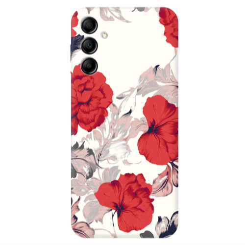 Samsung A14 5G Red Flowers Transparent Silicone TPU Θήκη