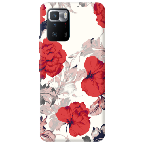 Xiaomi Poco X3 GT Red Flowers Transparent Silicone TPU Θήκη