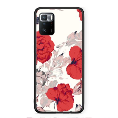 Xiaomi Poco X3 GT Red Flowers Black Glossy Θήκη