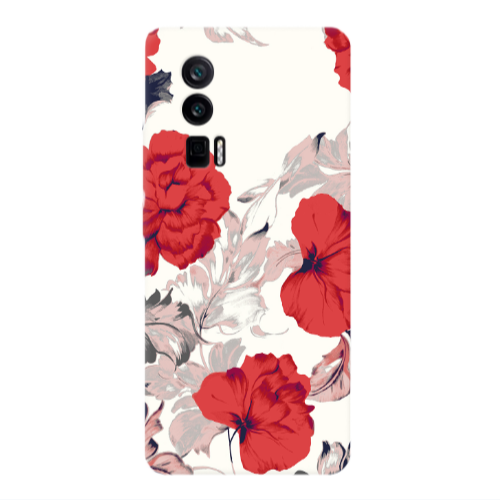 Xiaomi Poco F5 Pro Red Flowers Transparent Silicone TPU Θήκη