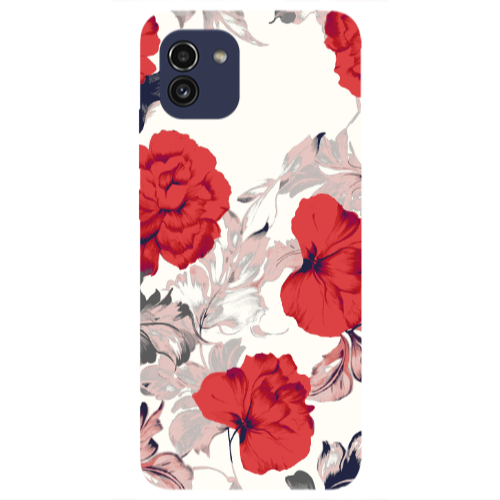 Samsung A03 Red Flowers Transparent Silicone TPU Θήκη