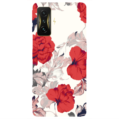 Xiaomi Poco F4 Gt Red Flowers Transparent Silicone TPU Θήκη