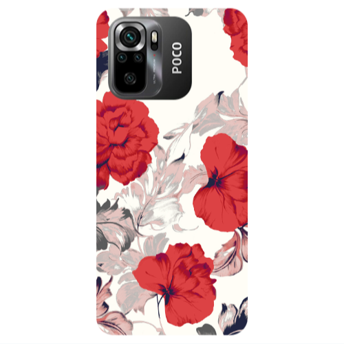 Xiaomi Poco M5 s Red Flowers Transparent Silicone TPU Θήκη