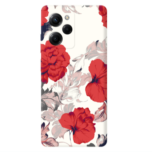 Xiaomi Poco X5 Pro Red Flowers Transparent Silicone TPU Θήκη