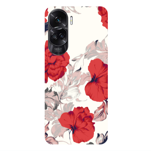 Honor 90 Lite 5G Red Flowers Transparent Silicone TPU Θήκη