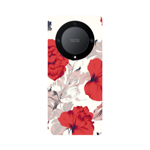 Honor Magic5 Lite 5G Red Flowers Transparent Silicone TPU Θήκη