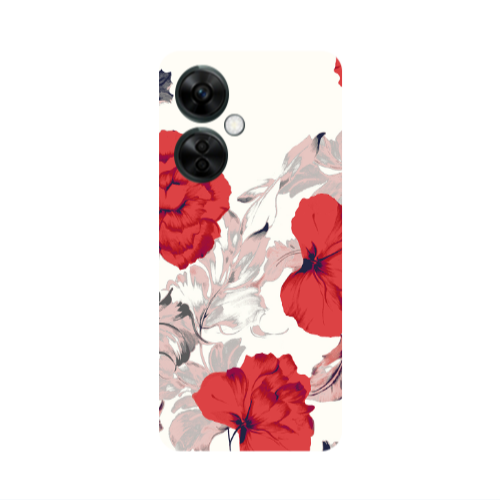 Oneplus Nord CE 3 Lite 5G Red Flowers Transparent Silicone TPU Θήκη