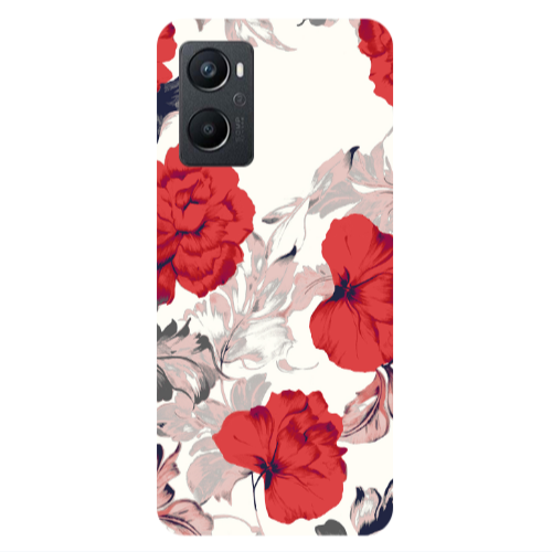 Oppo A 96 Red Flowers Transparent Silicone TPU Θήκη