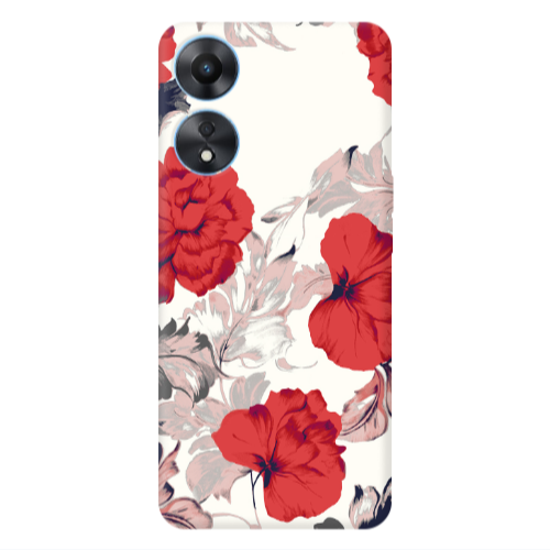 Oppo A 98 Red Flowers Transparent Silicone TPU Θήκη