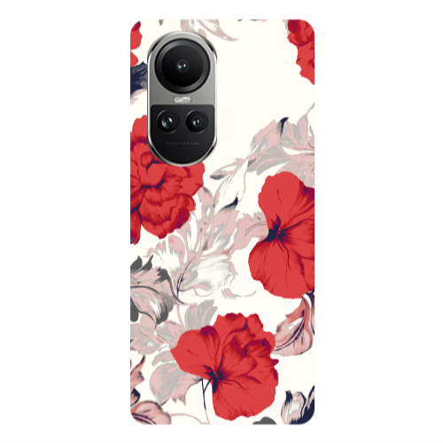 Oppo Reno10 5G Red Flowers Transparent Silicone TPU Θήκη