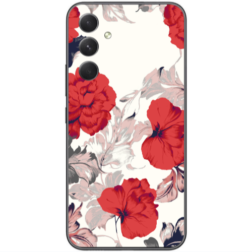 Samsung  Galaxy A05s Red Flowers Transparent Silicone TPU Θήκη
