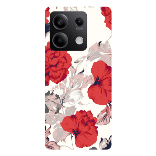 Xiaomi Redmi Note 13 5G Red Flowers Transparent Silicone TPU Θήκη
